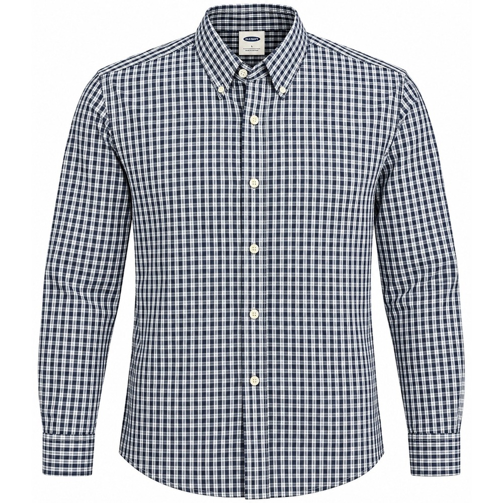 Old Navy Button Down Shirt Gingham Navy White Mens Large